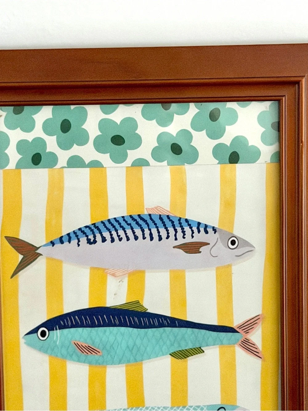 Colorful Fish Sardine Bright Floral Mediterranean Ocean Beach Canvas Print Frame